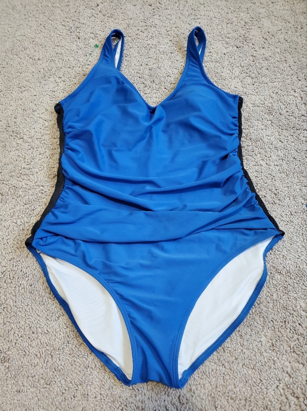 DKNY Blue One Piece Ruched Conservative Swim Suit Size 14